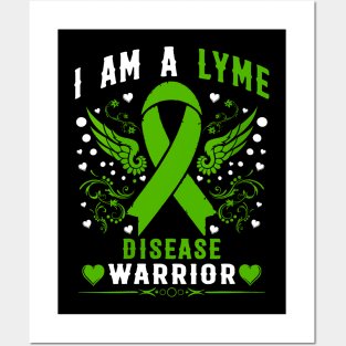 I Am A Lyme Disease Warrior Green Awareness Ribbon Posters and Art